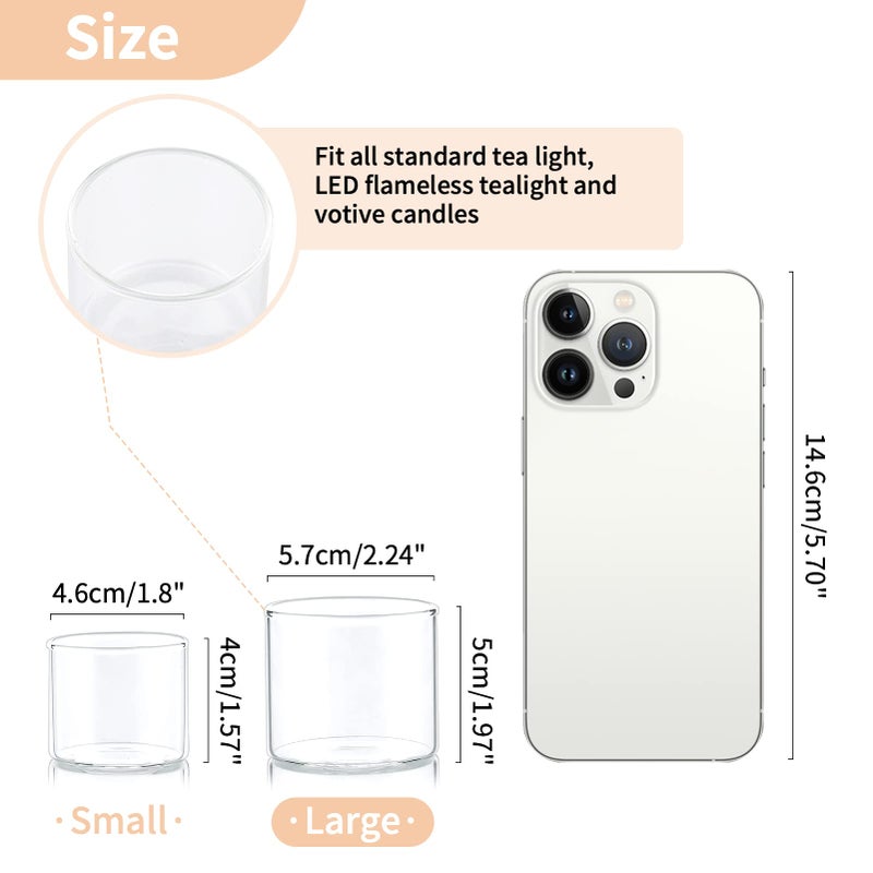 NUPTIO Clear Tealight Candle Holders: Set of 12 Glass Votive Holders - Small Floating Candleholder for Wedding Birthday Holiday Table Centerpieces Decoration (2.24 x 1.97 inch) - Image 2